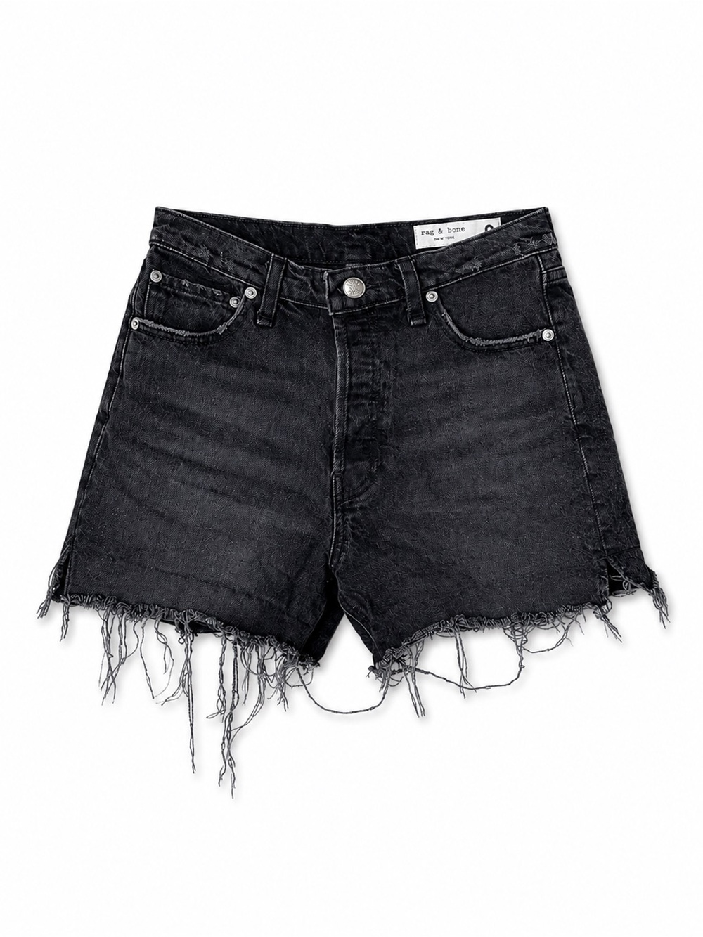 rag & bone Black Vintage Cut Off' High Rise Short Distressed Frayed Size 25